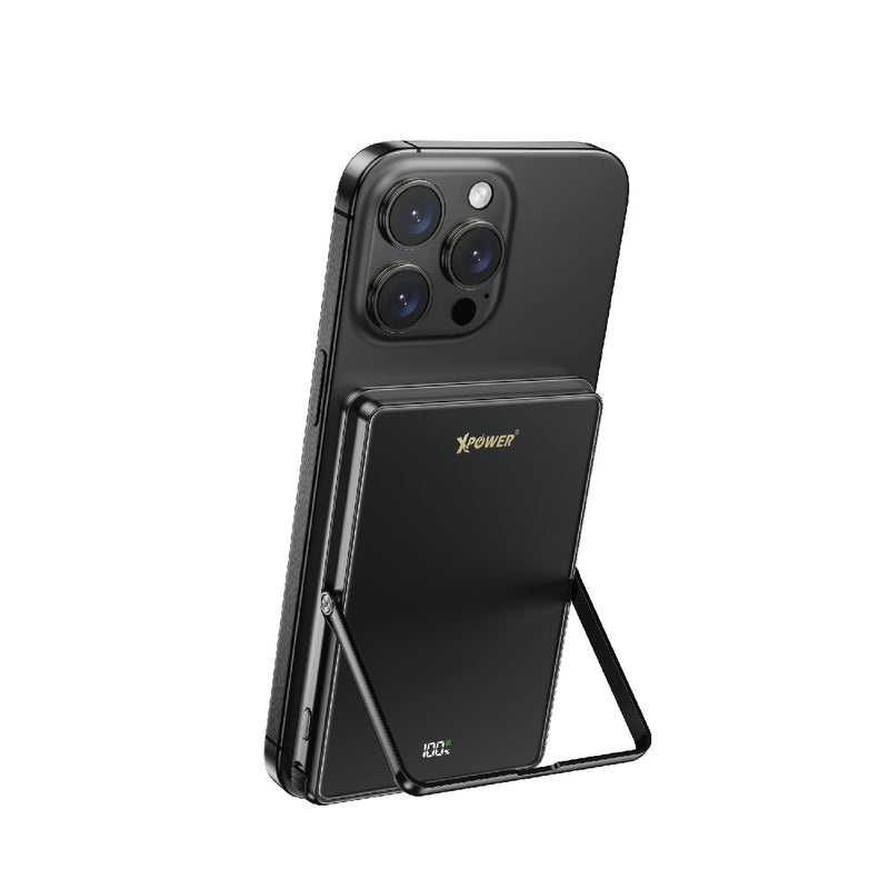 (隨機顏色)(外殼不完美)XPower M10K2 5合1鋅合金支架數顯  10000mAh PD3.0+QI2 磁吸移動電源