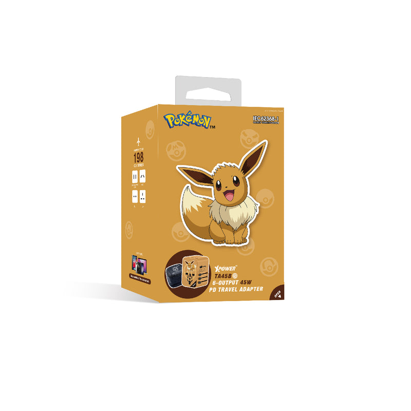 Pokémon 伊布 TA45B 45W 6输出 PD3.0/PPS快充旅行充电器 Pokemon