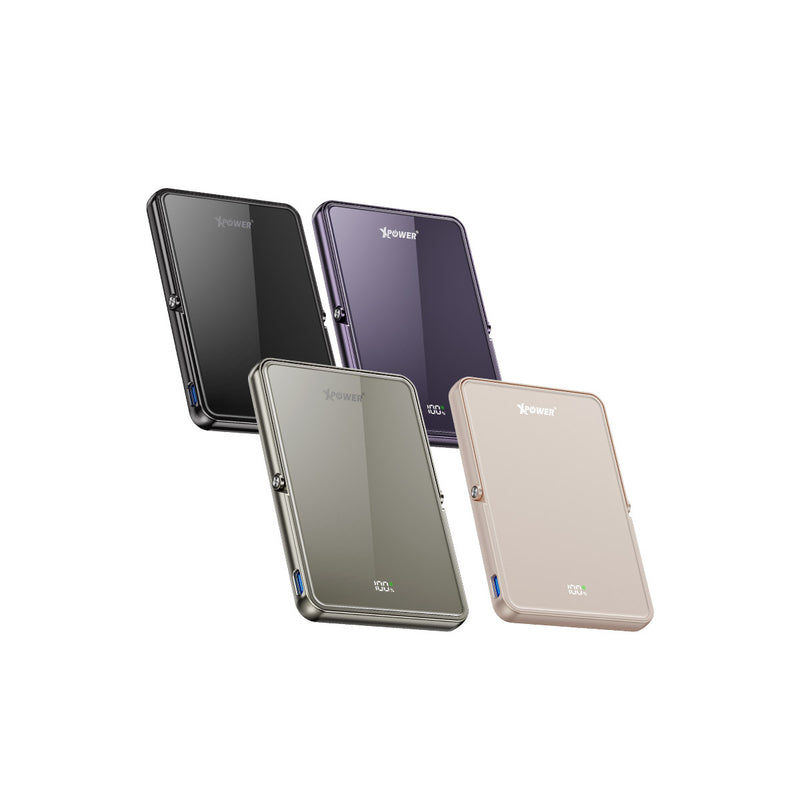 (隨機顏色)(外殼不完美)XPower M5K2 5合1鋅合金支架數顯 5000mAh PD3.0+QI2 磁吸移動電源