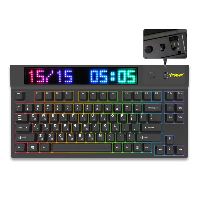 XPower Quaoar Triple-Mode Hot-Swappable Mechanical Keyboard with LED Dot Matrix Screen
