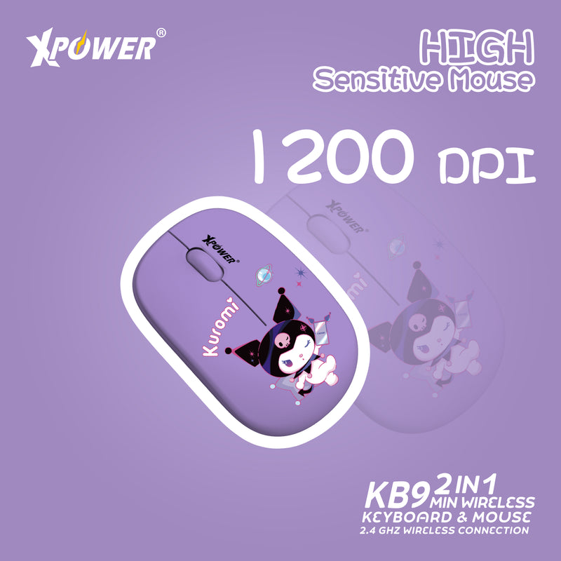 (預售產品)XPower x Sanrio Kuromi KB9 2合1 2.4G 無線鍵盤滑鼠套裝